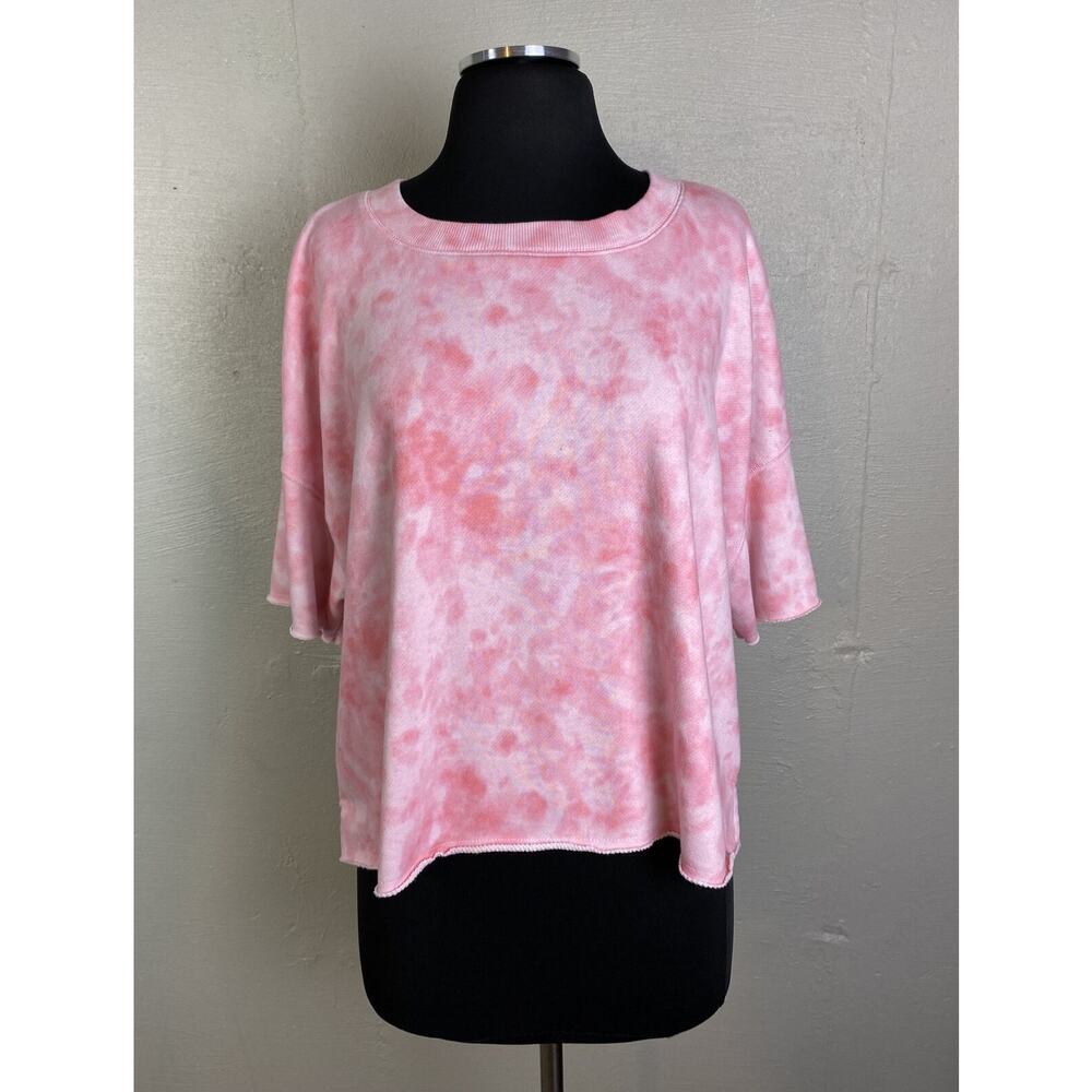 Secret Treasures Women’s Short Sleeve Pink Tie-Dye Crop Top Size XL